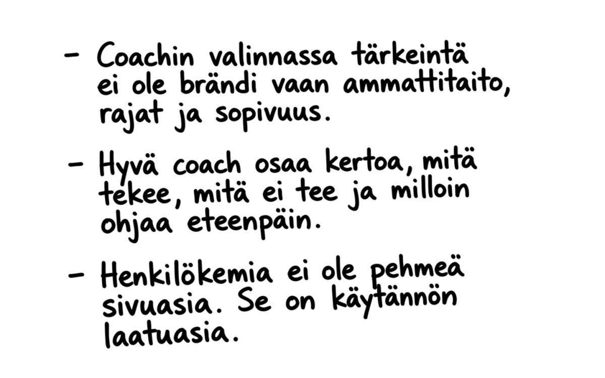 Muistiinpanot coachin valinta